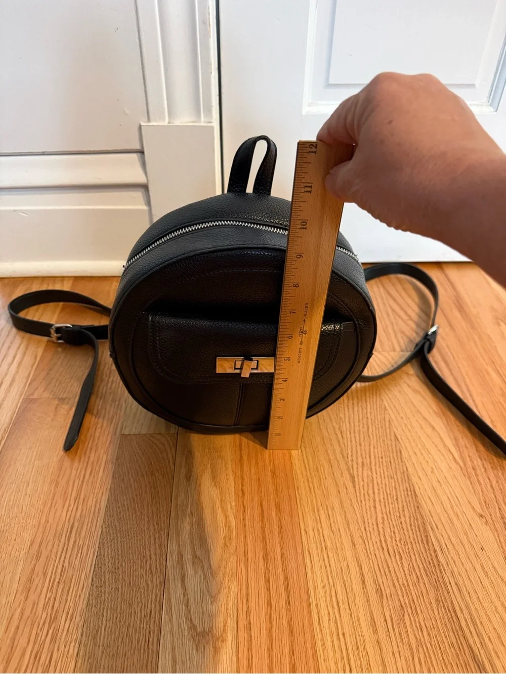Steve Madden Black Mini Circular Backpack Purse